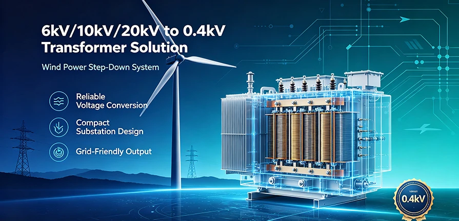 6&nbsp;kV/10&nbsp;kV/20&nbsp;kV &agrave; Solution de transformateur 0,4&nbsp;kV pour les projets d'&eacute;nergie &eacute;olienne